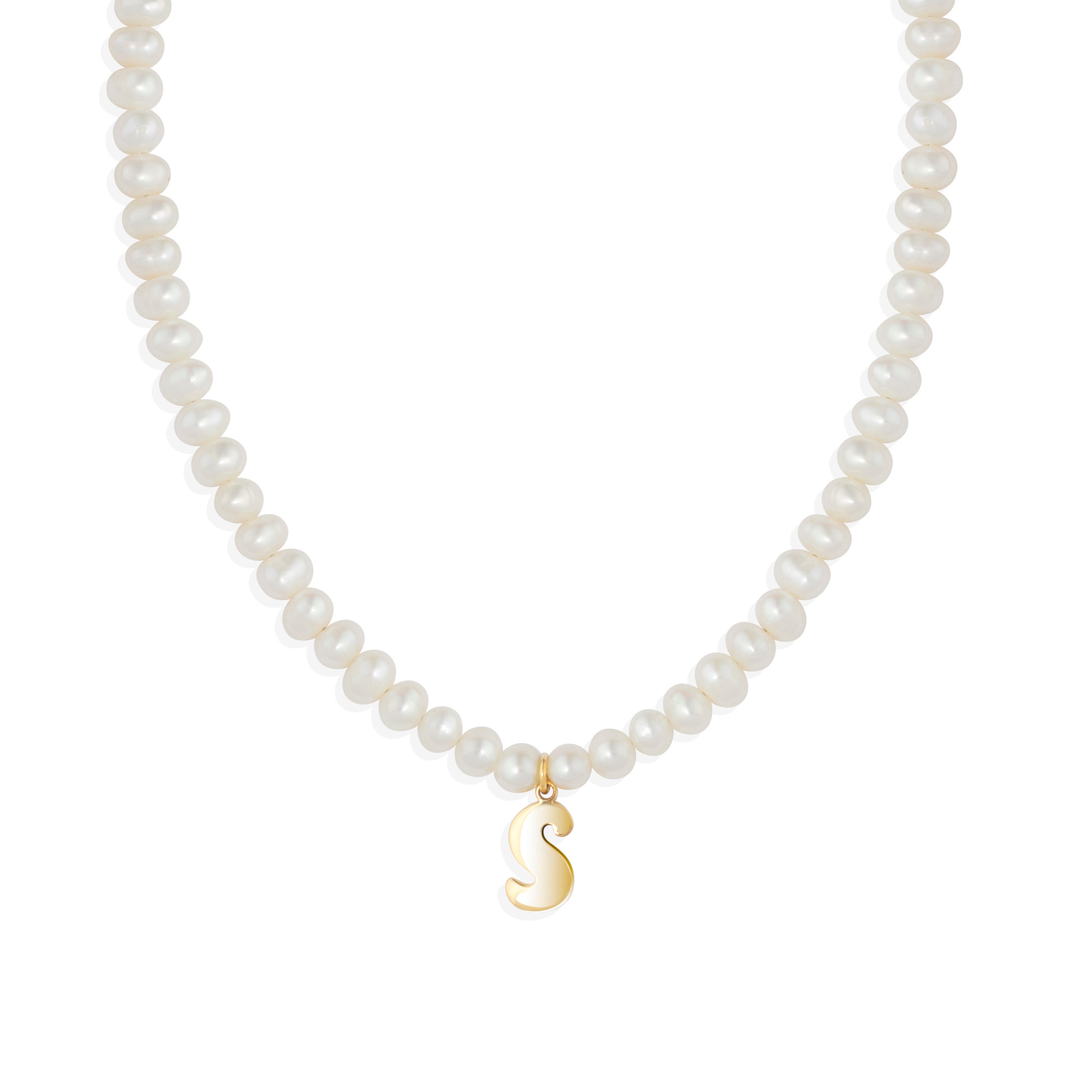 Pearl Bubble Initial Necklace