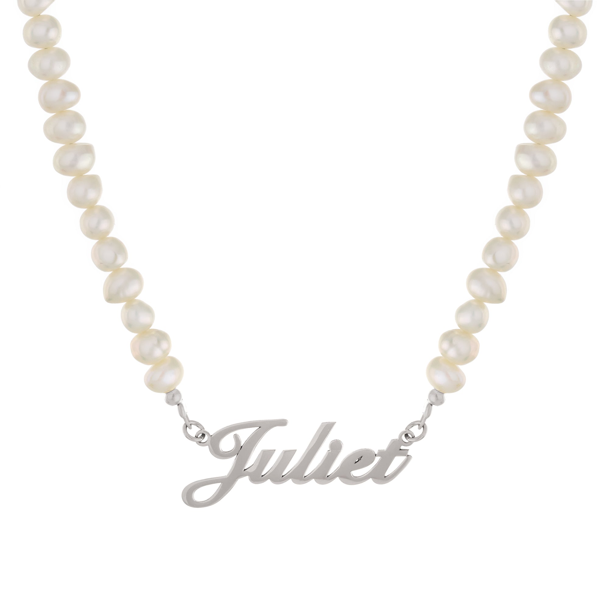 Pearl Nameplate Necklace