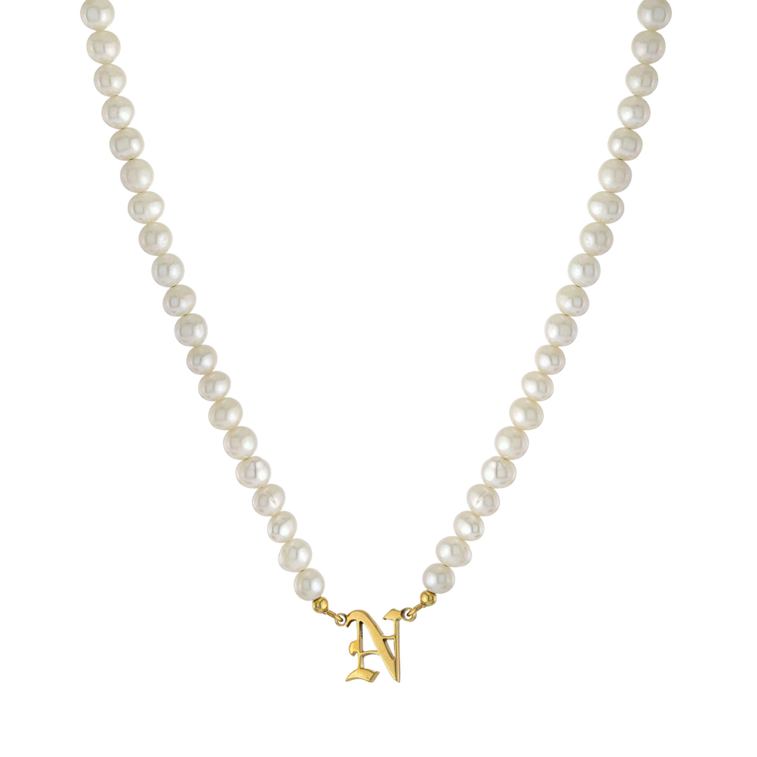 Pearl Old English Initial Necklace
